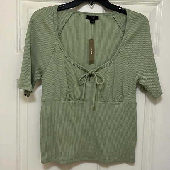 NWT J.Crew short sleeve ribbed top- Size L - Picture 1 of 12
